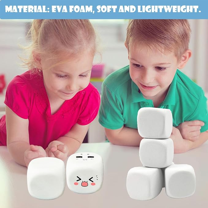 2.5 Inch White EVA Foam Dices for Kids Graffiti, Building Blocks, Creative - Image 3