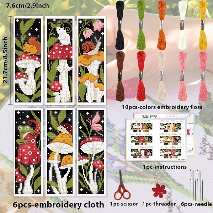 ACRNIGHEET 6PCS Cross Stitch Bookmark Kit - Image 2