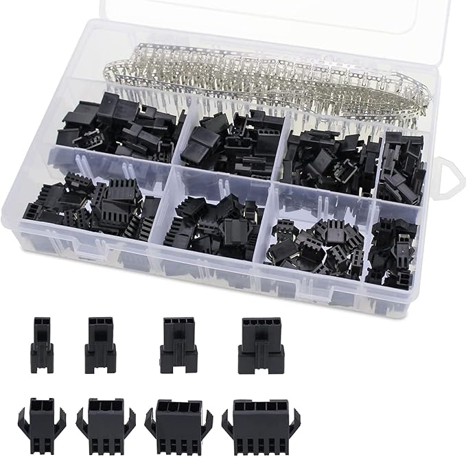 380 Pcs 2.54mm Pitch 2 3 4 5 Pin JST SM Connectors Male/Female Plug Housing Pin Header Crimp Terminals Assortment Kit