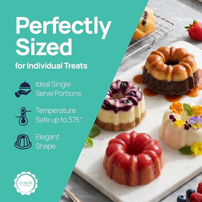 O’Creme Bakeable Plastic Mini Cake Pan & Jello Mold – Non-Stick Silicone Baking - Image 5