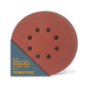 POWERTEC 45108 A/O Hook and Loop 8 Hole Disc, 6-Inch, 80 Grit, 25 PK