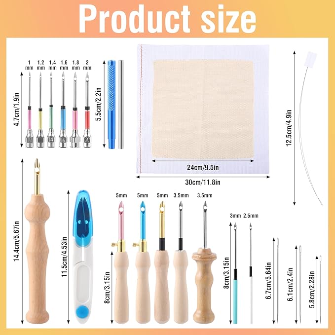 35 Pcs Punch Needle Kit, Punch Needle Tool Adjustable Punch Needle Embroidery - Image 2