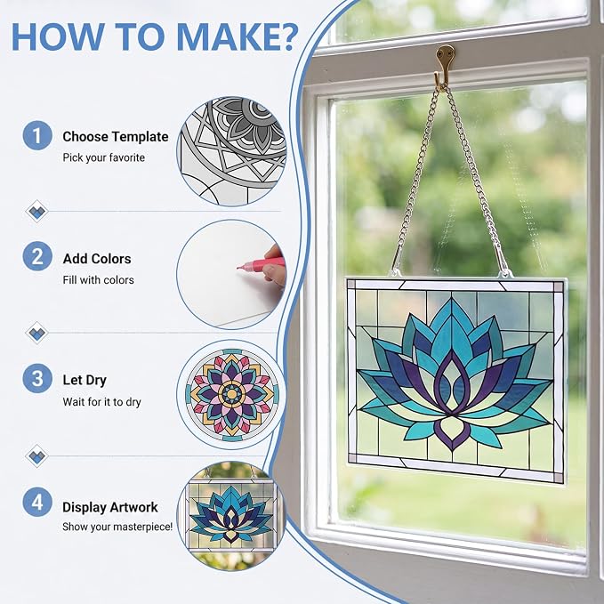73 Pcs Mandala Stained Glass Painting Starter Kit - Image 4