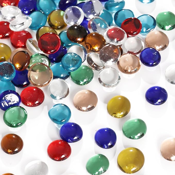 FUTUREPLUSX 1 LB Multicolored Flat Glass Marbles, Mixed Glass Beads Vase | by FuturePlusX
