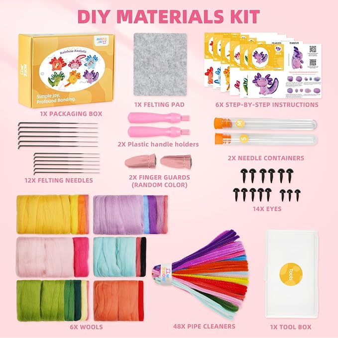 MOREJMTT Needle Felting Kit, Wool Felt Needle Felting Tools Foam Pad, Craft - Image 3