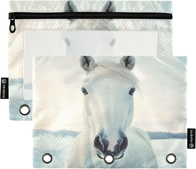White Horse Looking Pencil Pouch by BOENLE-WELCOMEYOURCOMING