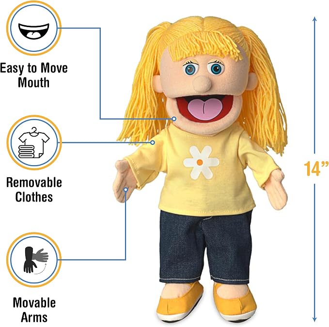 14" Katie, Peach Girl, Hand Puppet - Image 3