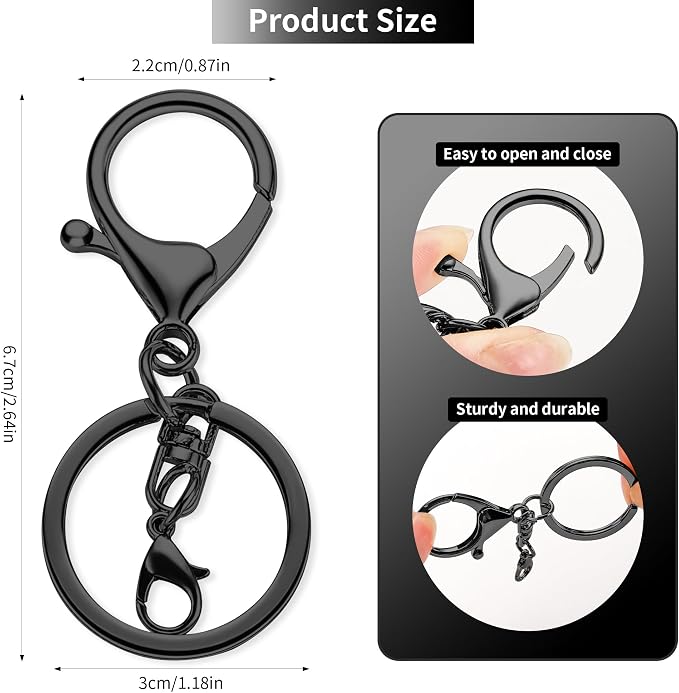 Gkeygo 10 Pack a Set Metal Lobster Claw Clasps and Key Rings, Key Chain - Image 2