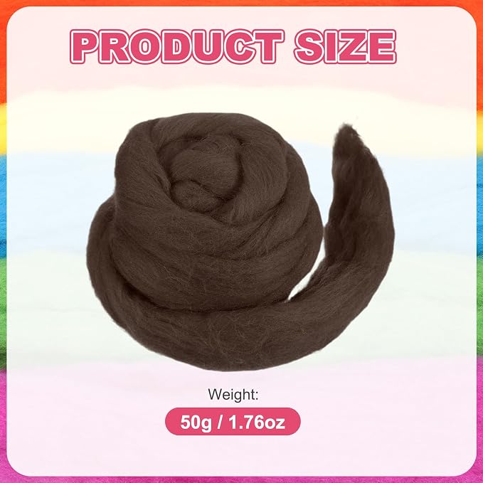 MECCANIXITY Wool Roving Yarn Soft Felting Wool 50g/1.76oz Pure Chunky Roving - Image 2