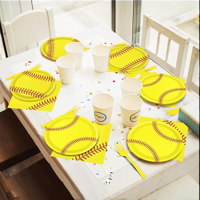 50 Guests Softball Plates and Napkins Party Supplies Softball Party Decorations - Image 6