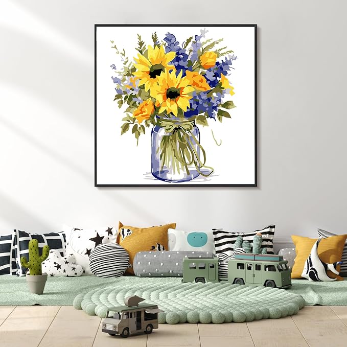 Yezavesu Flower Framed Paint by Numbers Kit - Image 2