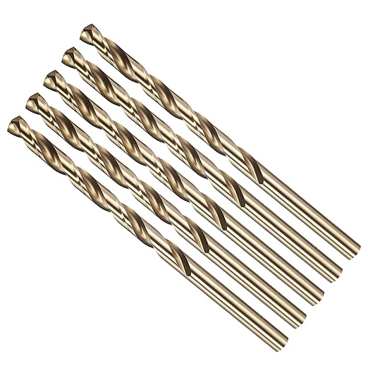 Drill Bit, #7 Cutting Diameter, 4341 HSS Gold Finish 135° Cutting Angle Number Jobber Bits - (Applications: for Drilling Soft Metal Plastic Wood), 5-Pieces