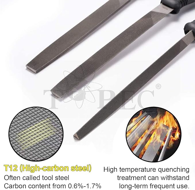 Topec 26Pcs File Set, Round and Flat File Kits are Made of High Carbon-Steel, Ideal Wooden Hand Tool for Woodwork, Metal, Model & Hobby Applications