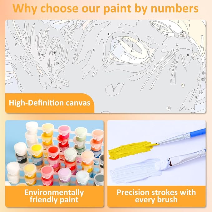 Mandun 3 Pack Paint by Numbers for Adult, Leopard Paint by Numbers Kit for - Image 5