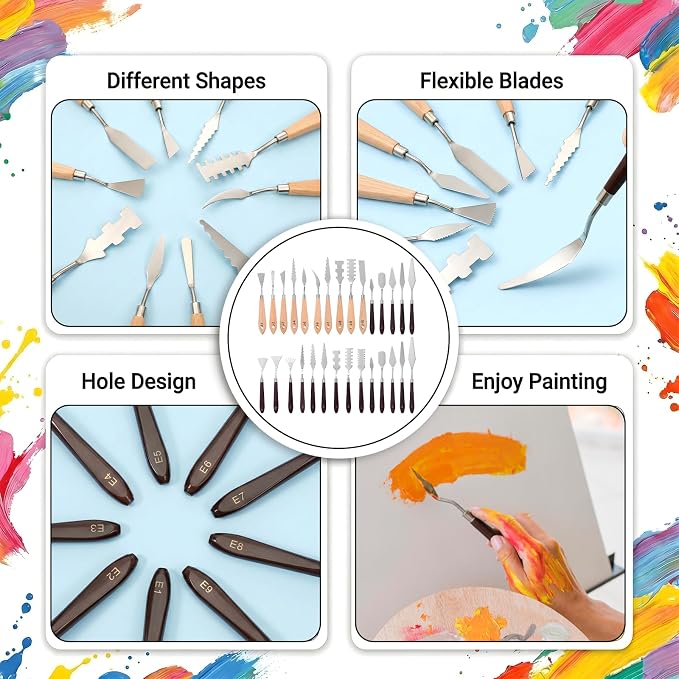 29 Piece Palette Knife Set | Numbered Paint Spatula Stainless Steel - Image 5
