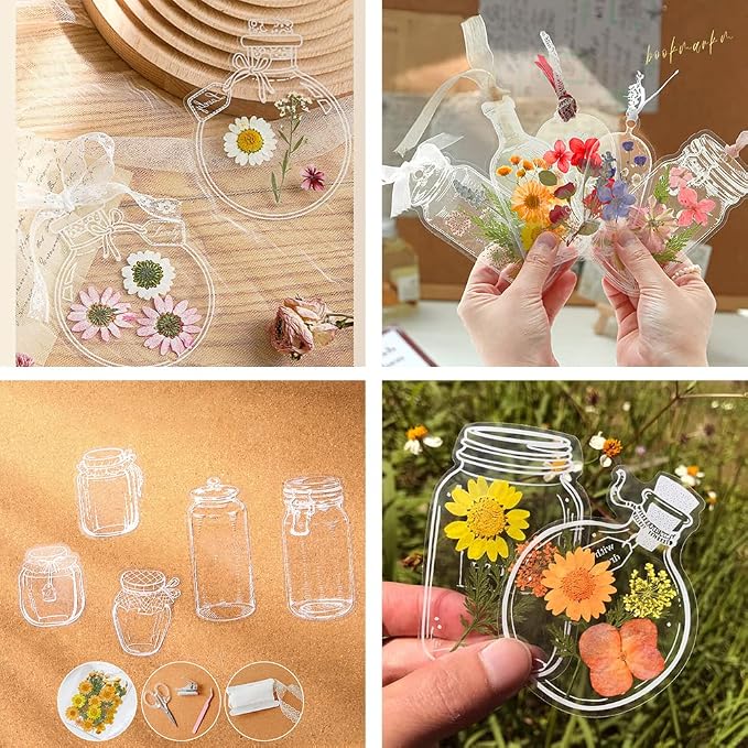 40Pcs Large Size DIY Bookmarks, Kaluofan Transparent Dried Flower Bookmarks - Image 5