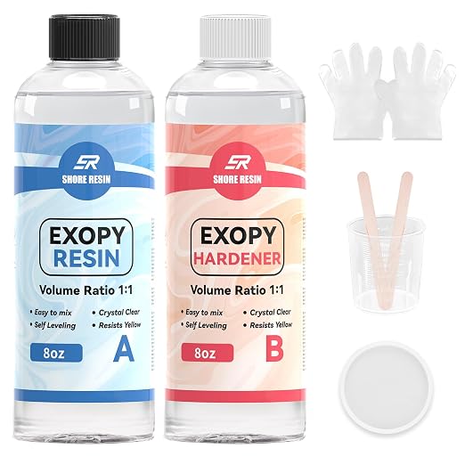 Clear Epoxy Kit 16 oz, Bubble Releasing 1:1 by SHORERESIN