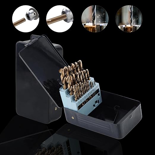 29Pcs M35 Cobalt Drill Bit Set 1/16"-1/2", 135 Degree Tip HSS with Storage Case, Twist Jobber Drill Bit Kit for Cast Iron, Hard Metal, Stainless Steel, Plastic and Wood
