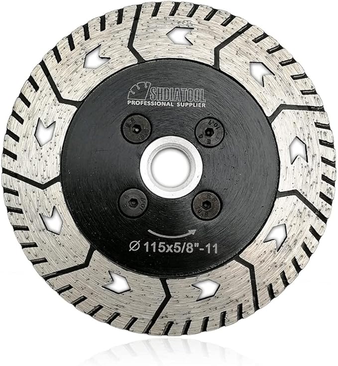 SHDIATOOL 4-1/2-Inch Diamond Cutting Disc, Granite Turbo Cutting Wheel, Saw Blades Two-in-One Design Cut Grind Sharpen Marble Concrete and Bricks