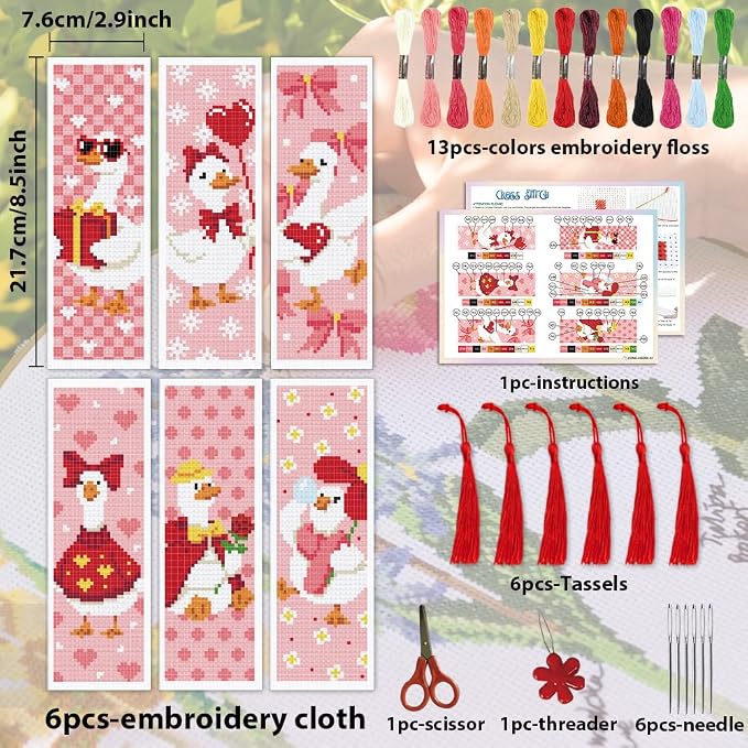 ACRNIGHEET 6PCS Cross Stitch Bookmark Kit - Image 2