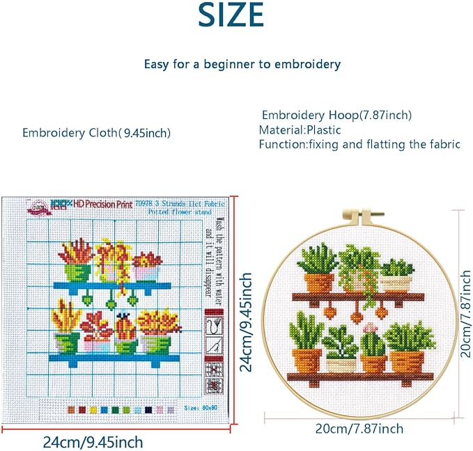 Zhenqing Wooden Plant Shelf Stamped Cross Stitch Kit - Image 5