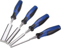 4 Piece Wood Chisel Set Woodworking Chisel Kit with Chrome-Vanadium Steel and Plastic Handles with Iron Cap, Paper Case for Carpenter Craftsman Gift for Men
