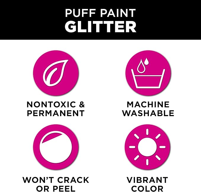 Tulip Glitter Puff Paint Pack, Permanent Multi-Surface Craft Paint - Image 3