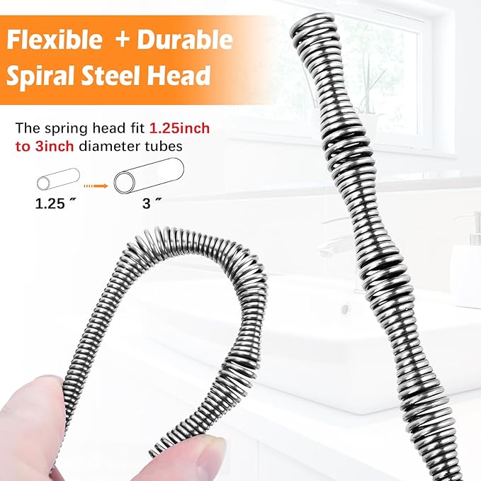 35 FT Plus Double Mode Drain Snake Tools, 13-in-1 Drain Auger for Sink and Drain Unblocking, Plumbing Snake for Kitchen, Bathrom and Shower Sink, Snake for Real DYIs[Upgraded 4.0]