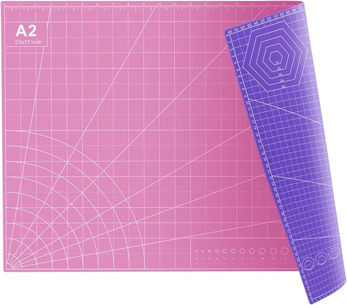 23" x 17" Self Healing PVC Cutting Mat, A2-Pink or Purple | Large, Double Sided by FrenzyBird