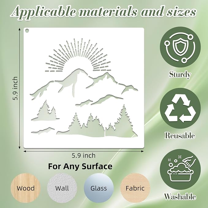 15Pcs Mountains and Animals Stencils - Image 4