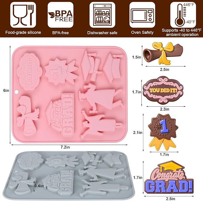 Palksky Graduation Silicone Molds, Grad Chocolate Candy Mold - Image 2