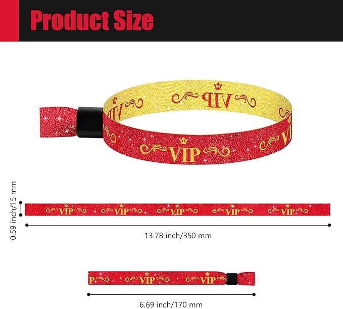 100 Pcs VIP Cloth Event Wristband, Disposable VIP Wristbands for Events, Colored VIP Wristbands Events,for Lightweight Concert,Club Entrance Wrist Strap Party Wristband Event (Color : Red)