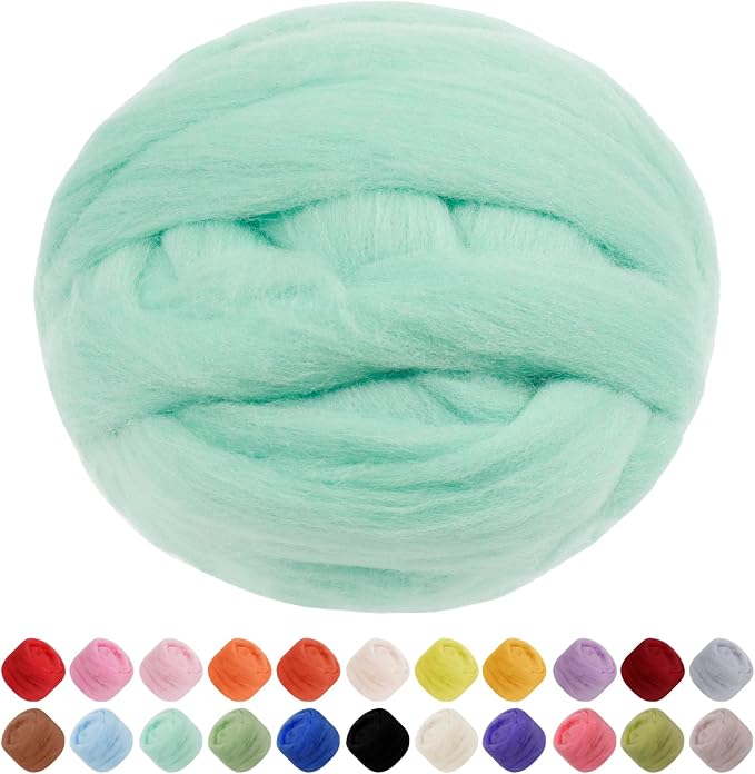 JeogYong Needle Felting Wool, 17.64oz Wool Roving Chunky Wool Yarn, Mint Green by JeogYong