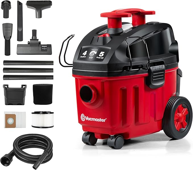 Vacmaster 4-Gallon 5 Peak HP Household Wet/Dry Vacuum - VF408B 1101
