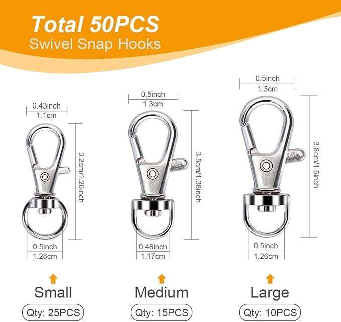 100PCS Swivel Snap Hooks with Key Rings, Premium Metal Swivel Lobster Claw - Image 2