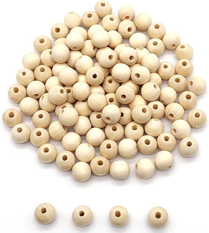 100pcs 14mm Natural Wood Beads DIY Unfinished Round Wooden Loose Beads Bulk - Image 6