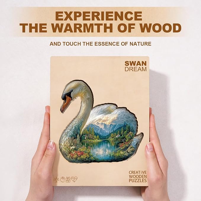 Swan Dream Puzzles Adults Gifts Wooden 165 Pieces 11.4 * 10.7in - Image 8