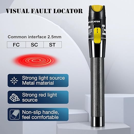 Visual Fault Locator,100-120KM Fiber Optic Cable Tester Meter VFL Red Light Pen Light Source Testers(100-120KM)