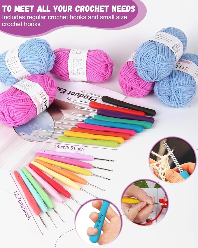 Coopay Crochet Kit for Beginners, Protable Bag, Acrylic Yarn for Crocheting - Image 3