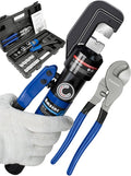 AMZCNC Hydraulic Crimping Tool and Cable Cutter Hydraulic Cable Lug Crimper 8 US TON 12 AWG to 00 (2/0) Electrical Terminal Cable Wire Tool Kit with 9 Die