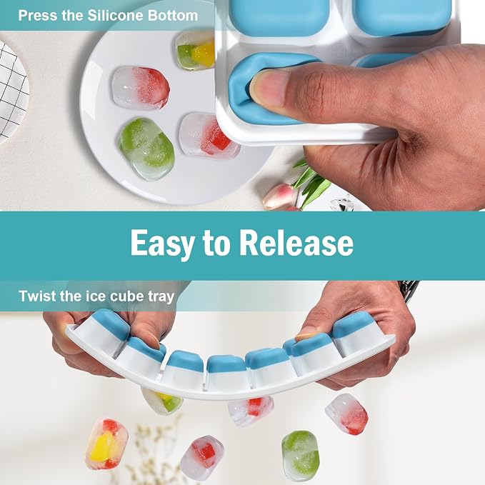 3 Pack Ice Cube Trays with Lid for Freezer, Flexible Silicone Bottom for Easy - Image 2
