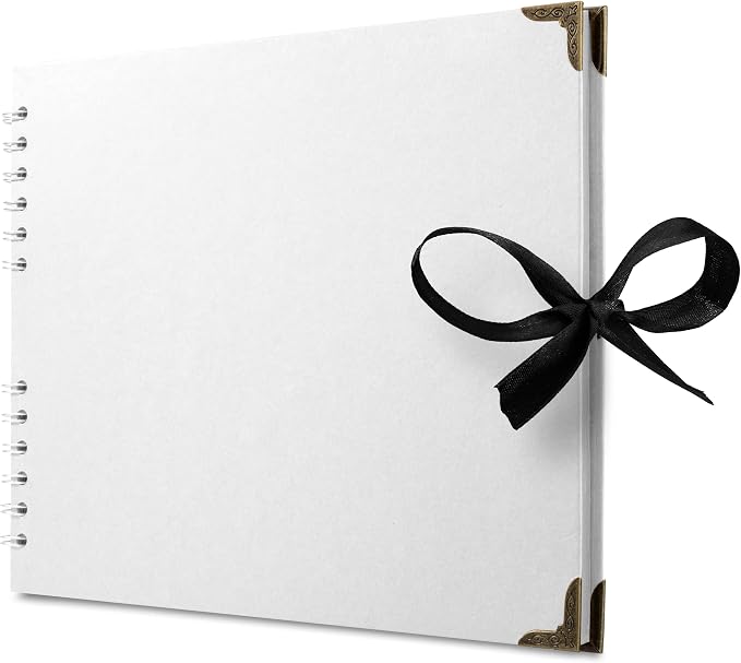 Bstorify Square Scrapbook Photo Albums 50 Pages White Thick Paper, Metal Corners by Bstorify