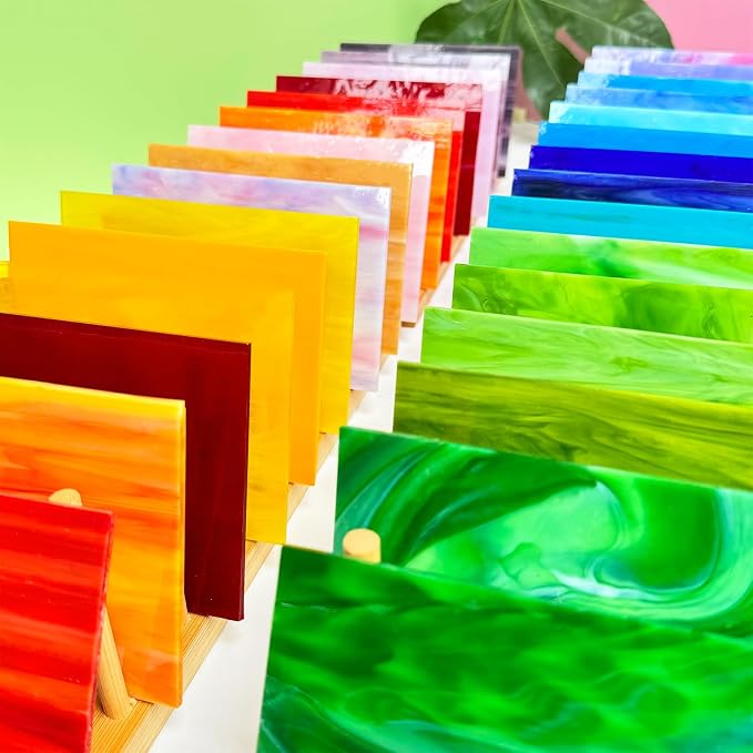 ILLUCKAI 36 Sheets Vibrant Stained Glass Sheets Variety Pack, 6 x 4 Inch - Image 4