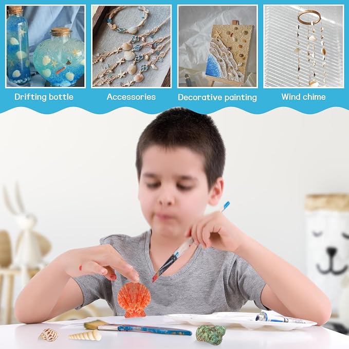 WEOXPR Mixed Sea Shells, 300+ Pcs Beach Seashells Starfish, Various Sizes Ocean - Image 4