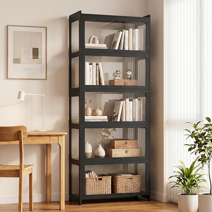 Magshion Display Cabinet with Acrylic Doors, 67.5" Tall, Balck | Full 4-Side - Image 3
