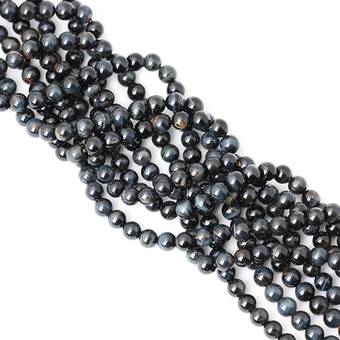45PCS 8mm Natural Blue Tiger Eye Gemstone Round Loose Beads - Image 4