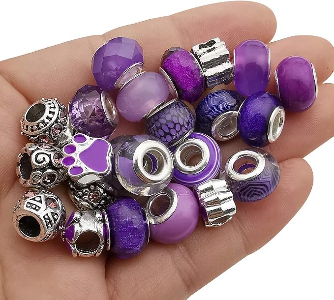 50pcs Assorted Purple Resin Imitation Glass European Large Hole Beads by WOCRAFT