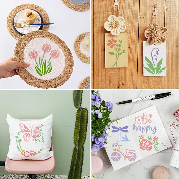 Flower Stencils for Painting, Professional Art Drawing Templates 64PCS 3x3 - Image 3