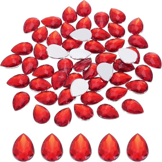 MECCANIXITY 50PCS Flat Back Acrylic Teardrop Gems 10x14mm Artificial Rhinestones by MECCANIXITY
