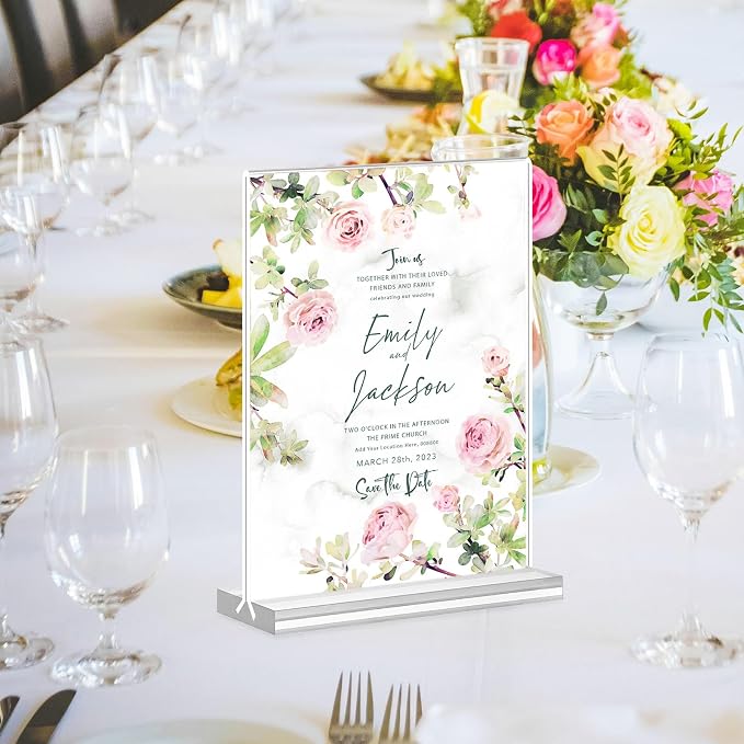Acrylic Sign Holder 8.5x11, 10 Pack Clear Table Plastic Vertical Clear Double - Image 7